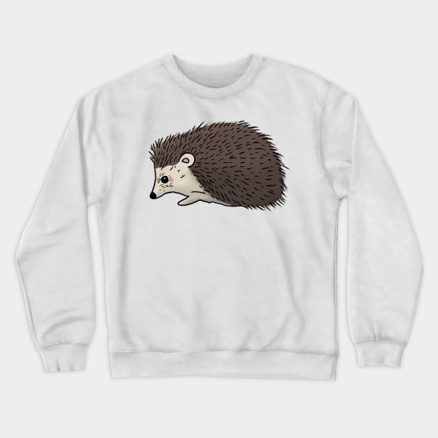 Cute hedgehog hand drawn walking to the left Crewneck Sweatshirt by Mesyo